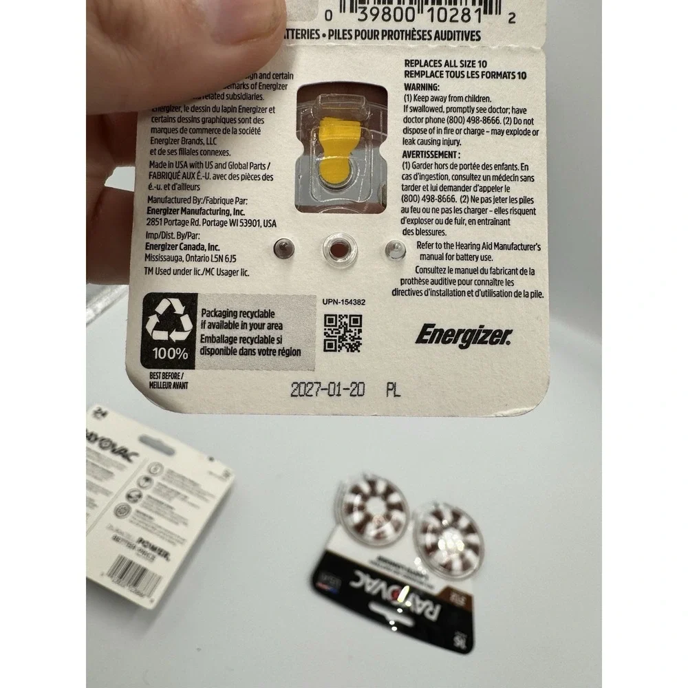 Lot Of 3 Rayovac SIZE 10 & 312 HEARING AID BATTERIES NWT